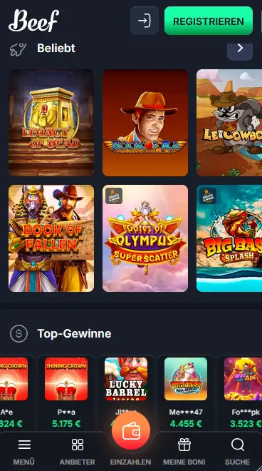 Beef Casino App für Android und iOS: mobile Version des Online Casinos auf dem Smartphone